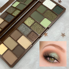 16-Shade Eyeshadow Palette Browns & Greens Matte & Glitter Finish