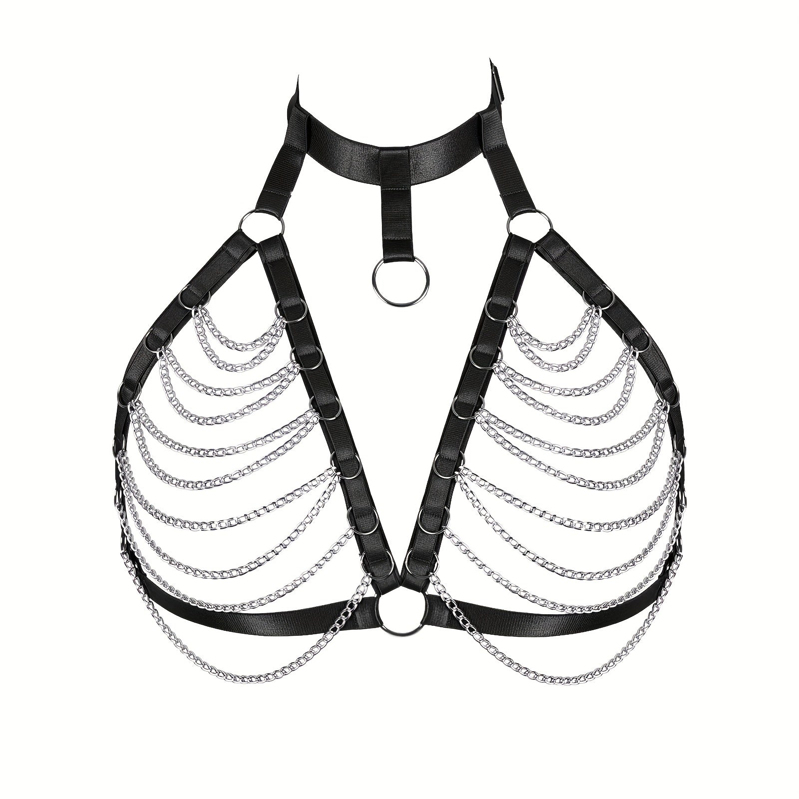 Elastic Harness Bra Women Punk Fringe Metal Cage Harness Gothic Chain Belt
