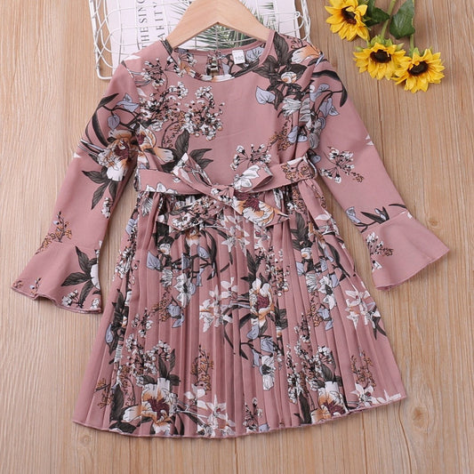 Floral Flare Long Sleeve Dress for Girls