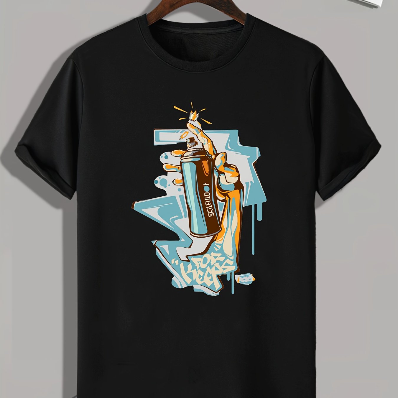 Spray Print Men's Graphic Tee for Summer