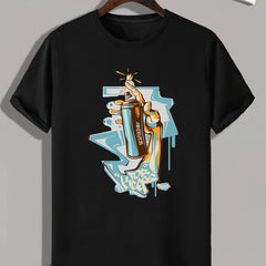Spray Print Men's Graphic Tee for Summer
