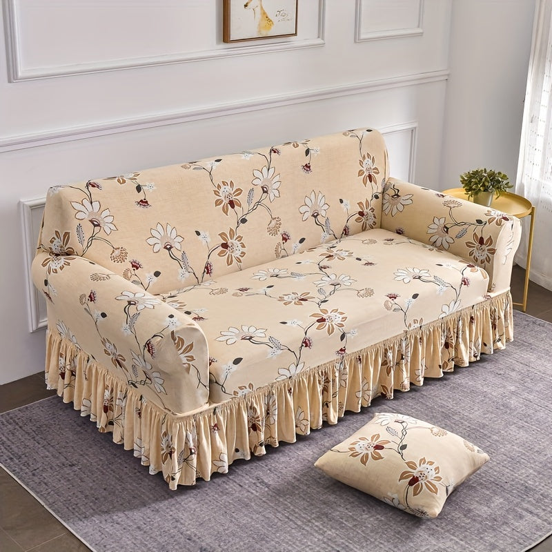 Flower Plant Pattern Sofa Slipcover Skirt