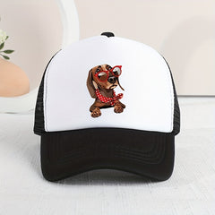 Mesh Print Glasses Dog Baseball Cap Sunshade Breathable Peaked Cap Trucker Hat