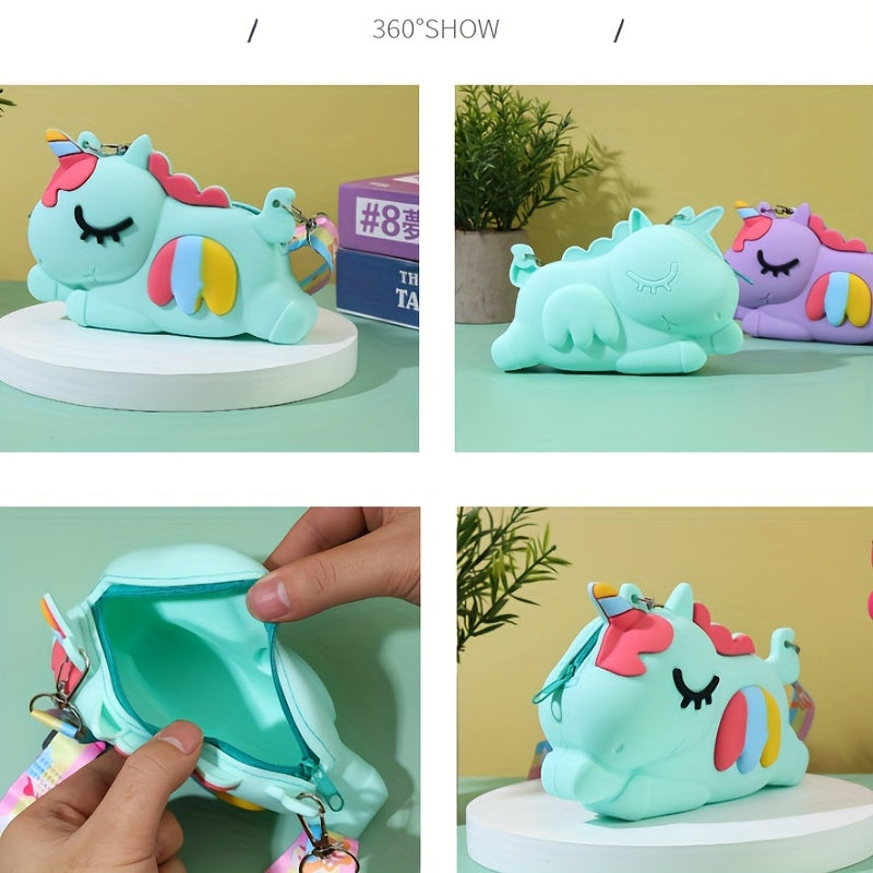 Cartoon Unicorn Silicone Coin Purse Crossbody Bag