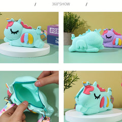 Cartoon Unicorn Silicone Coin Purse Crossbody Bag