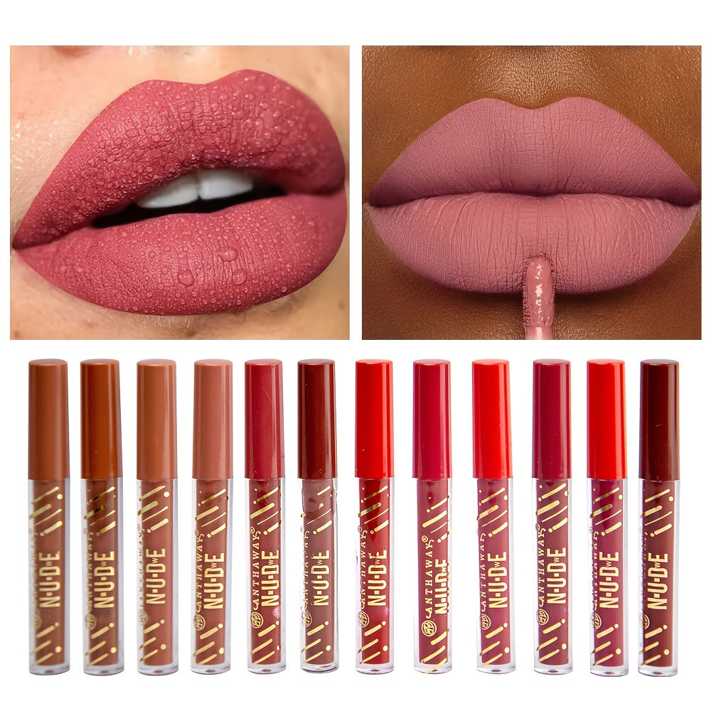 12pcs Velvet Matte Liquid Lipstick Set Magnet Long Lasting Waterproof Lip Gloss