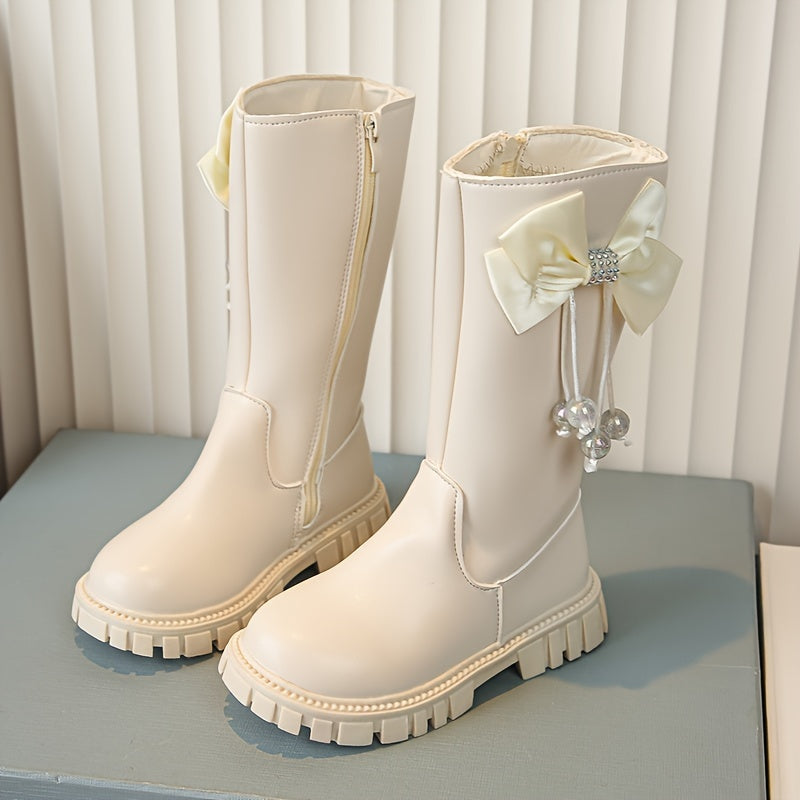 Bowknot Comfortable Boots For Girls Soft Warm Plus Fleece Boots