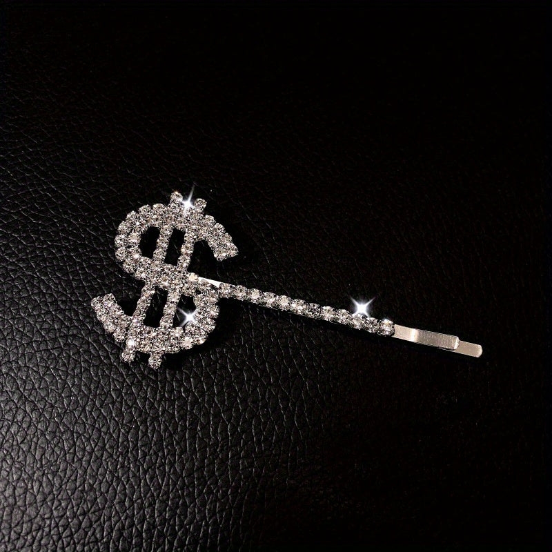 Y2K Alloy Hairpin Rhinestone Dollar Sign Hairpin For Women Girls