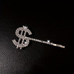 Y2K Alloy Hairpin Rhinestone Dollar Sign Hairpin For Women Girls