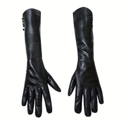 Leather Long Gloves Wool Warm Outdoor Coldproof Leather Gloves