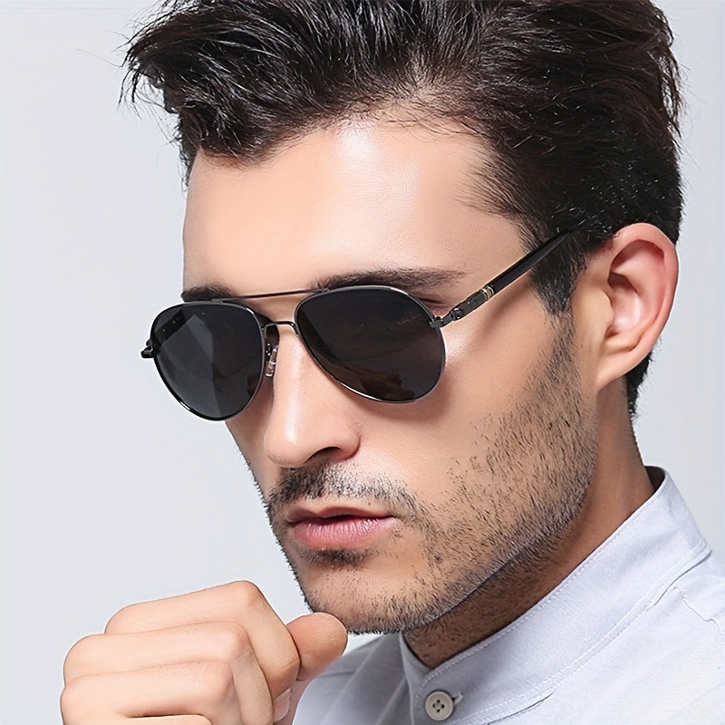 Men's Mixed Alloy Polarized Sunglasses Vintage Pilot Sun Glasses