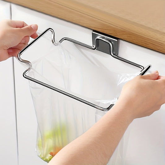 Wall Mounted Stainless Steel Garbage Rack Kitchen Trash Bag Holder