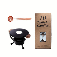 Wax Seal Stove Set With Spoon & 10 Waxes for Sealing Cards