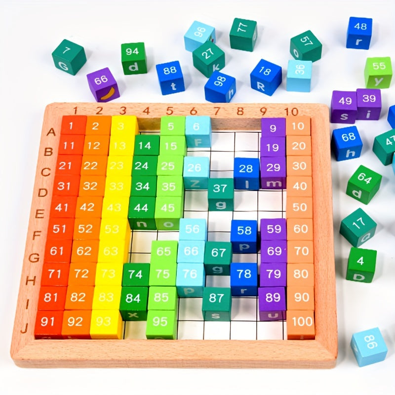 Wooden Counting Blocks Set Number Puzzle Cubes Educational Toy