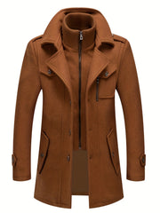Men's Woolen Coat Double Collar Mid length Jacket