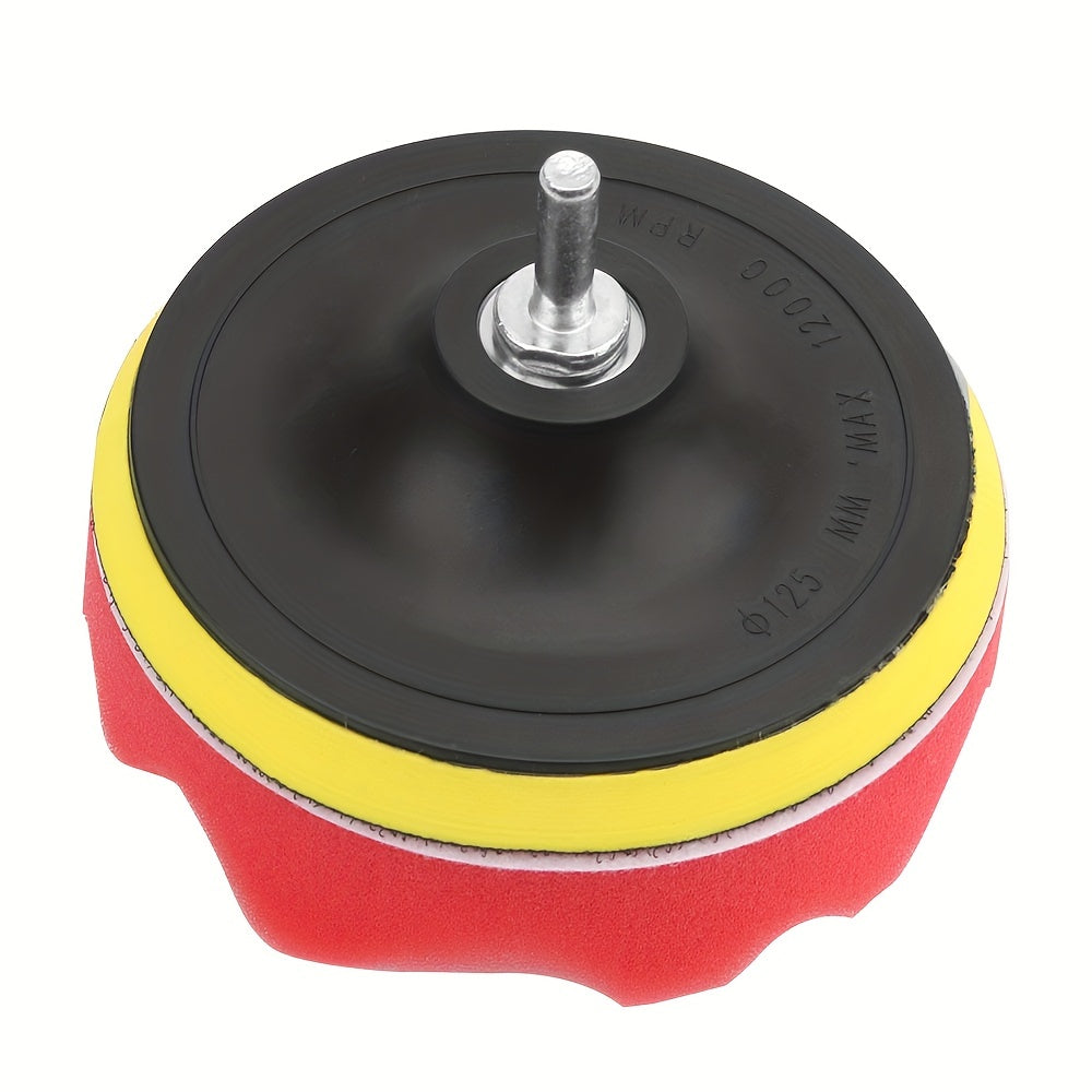 12pcs 125mm Sponge Car Polisher Waxing Pads Buffing Kit