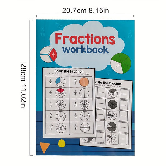 YUYNLEP Math Workbook Fractions & Answer Sheet Ages 8-12 Grades 3-4