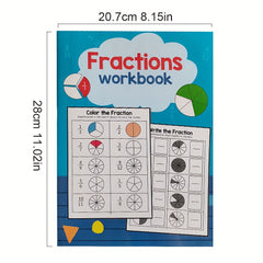 YUYNLEP Math Workbook Fractions & Answer Sheet Ages 8-12 Grades 3-4