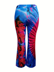 Women's Plus Tie Dye High Rise Flare Leg Pants