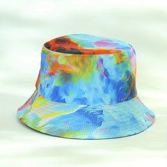 Tie Dye Print Bucket Hat Colorful Cartoon Basin Hat Lightweight Sunscreen Fisher