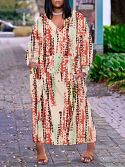  Tie Dye V-Neck Maxi Dress with Pockets