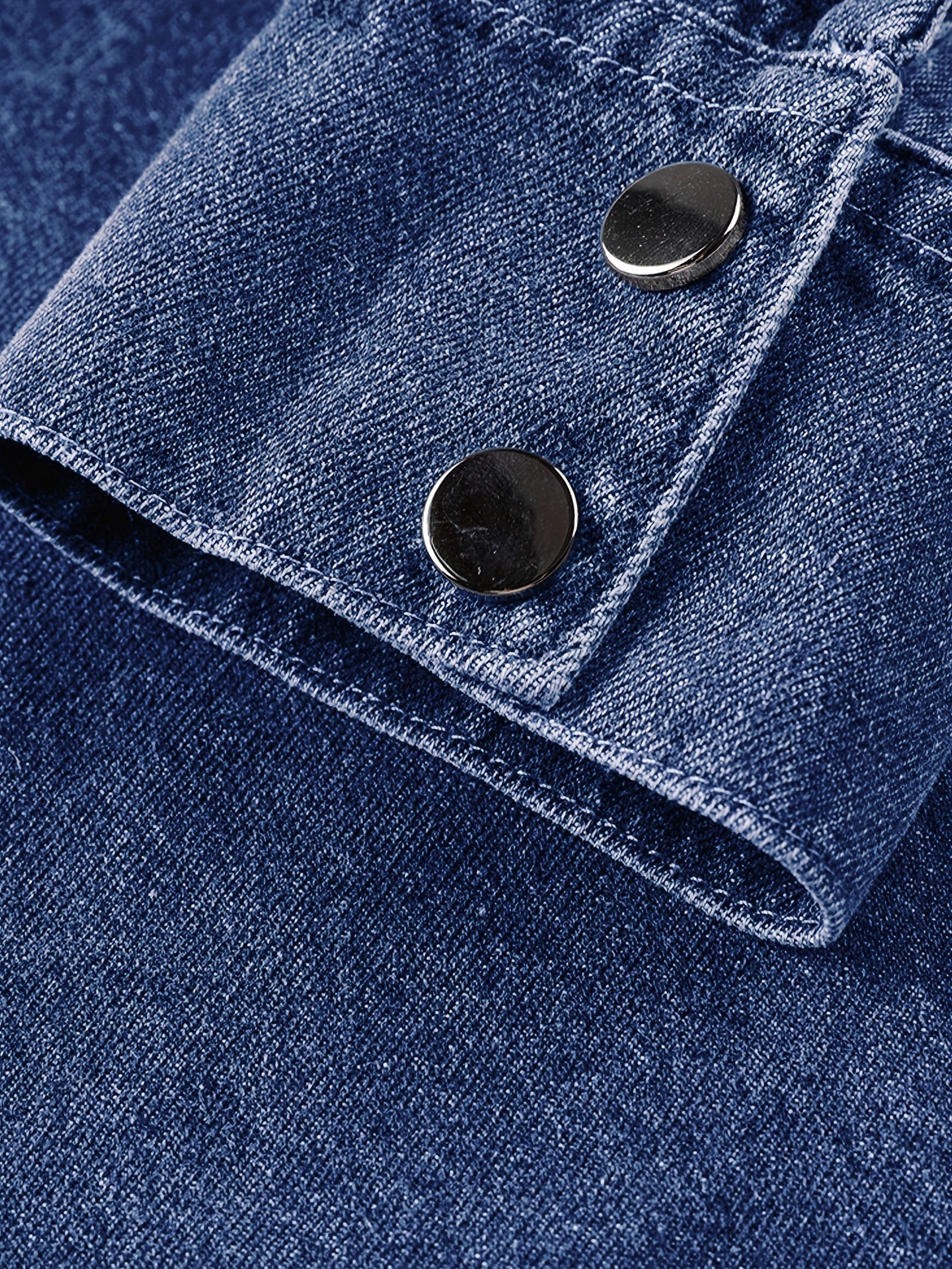 Contrast Stitch Denim Jacket Men's Casual Street Style Turn Down Collar