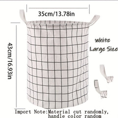 Round Fabric Laundry Basket Portable Hamper Waterproof Dustproof