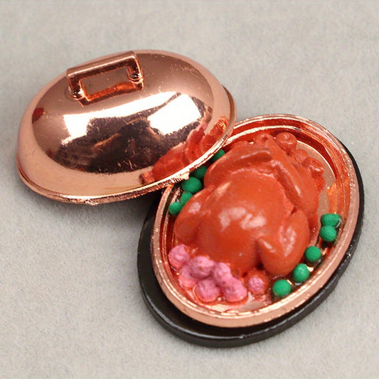 Dollhouse Easter Turkey Figurine with Lid Restaurant Decoration