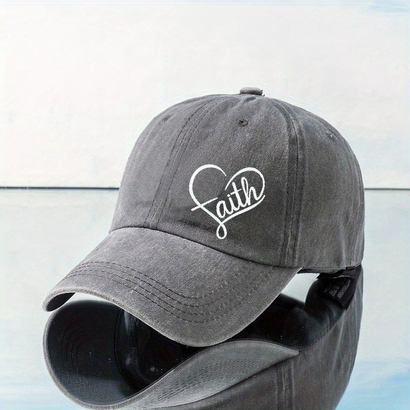 FAITH Heart Print Baseball Cap Unisex Couple Sun Hat