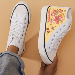 Girl's Dragon Pattern High Top Skate Shoes