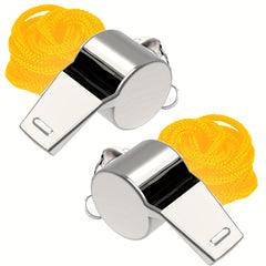 2pcs Stainless Steel Sports Whistle With Lanyard