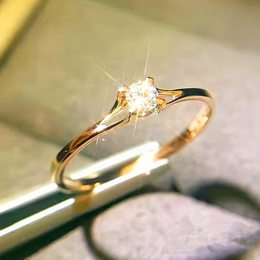 Classic 4 Prong Zircon Wedding Ring Women's Hand Jewelry Gift