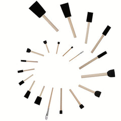 50pcs Assorted Foam Brush Kit Wooden Handle Paint Brush Set