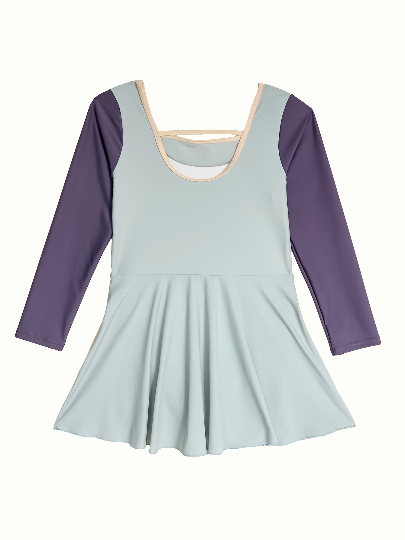 Girls Splicing Long Sleeve 1pc Swimwear Bathing Suit