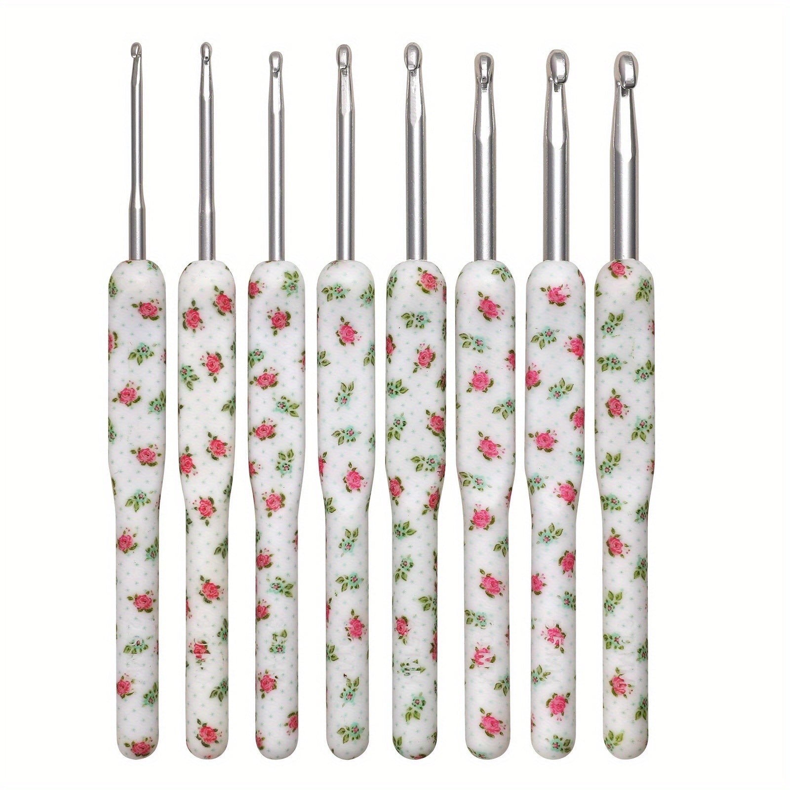 8pcs Crochet Hooks Set Flower Pattern 8 Sizes For Beginners
