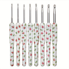 8pcs Crochet Hooks Set Flower Pattern 8 Sizes For Beginners