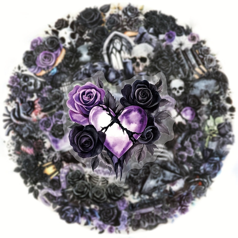 50 Gothic Rose Stickers Transparent PET Material for Various Items