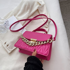 Quilted Shoulder Bag Solid Crossbody Bag Chain Decor Niche Satchel