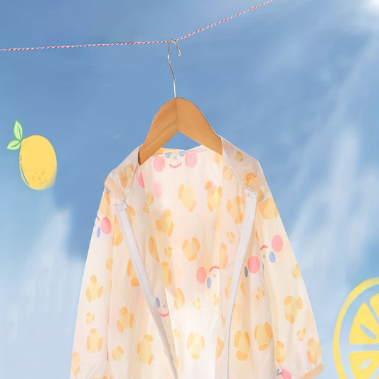 Kid's Hooded Sun Protect Jacket Happy Face Print Coat