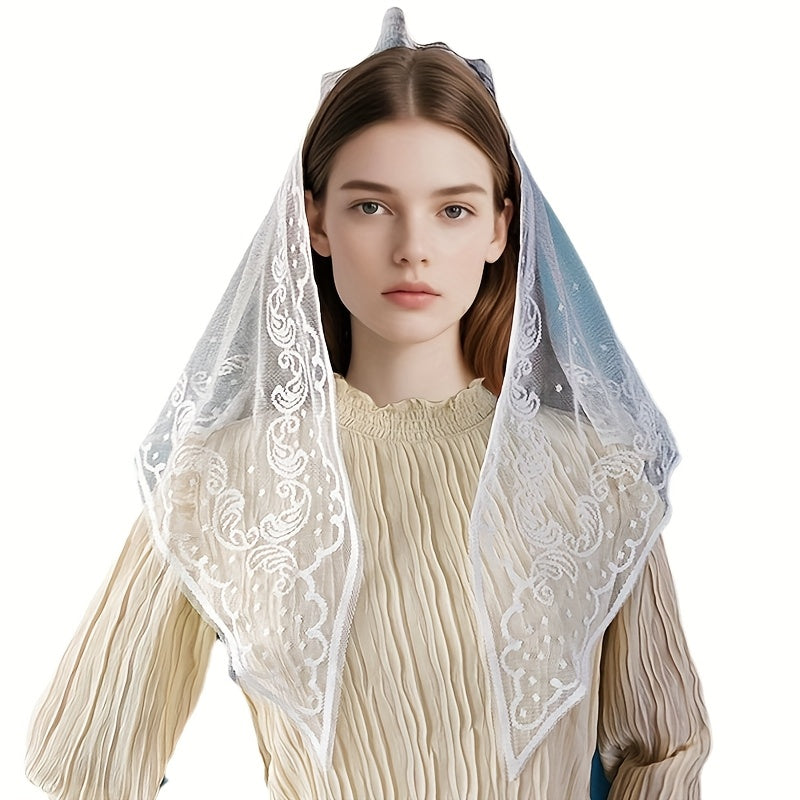 Women's Lace Virgin Mary Veil Polyester Intricate Floral Patterns