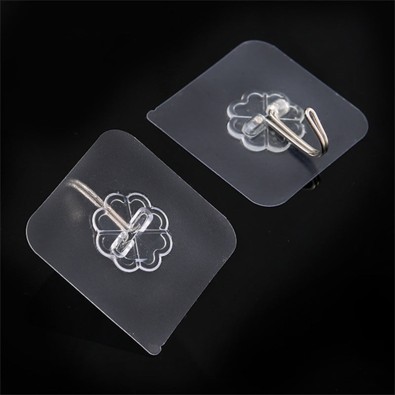 10pcs Plastic Transparent Sticky Hook No Punching Magic Hook