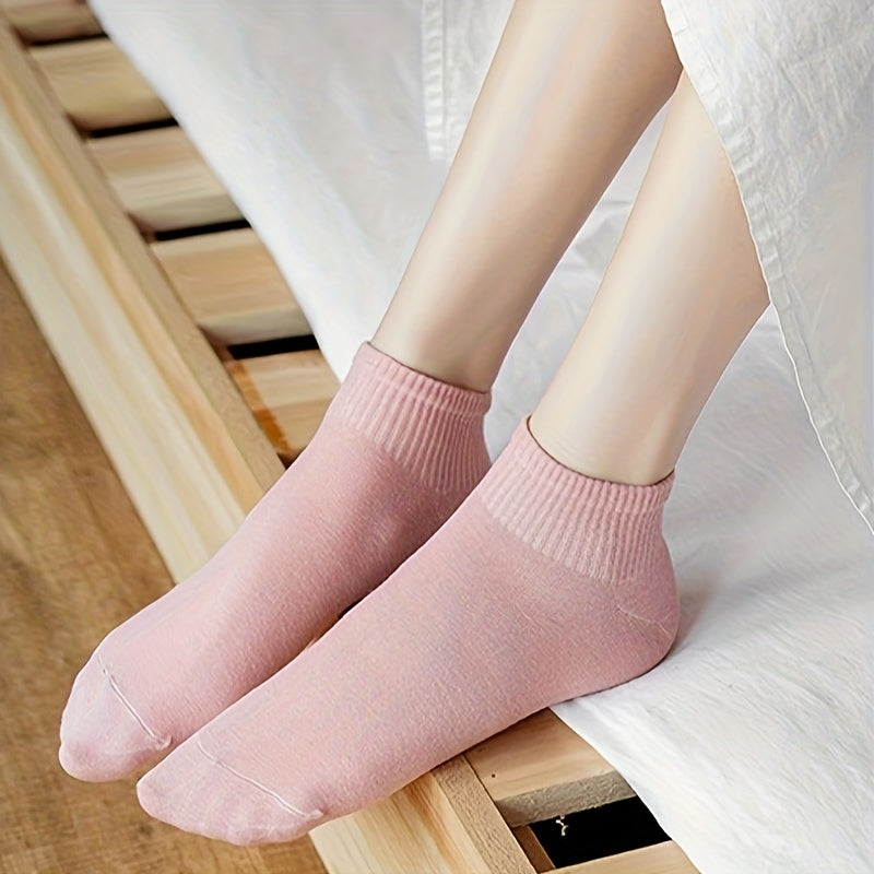 10 Pairs Women's Crew Short Socks Solid Colors Breathable Comfortable Stockings