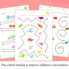 Kids Pen Control Activity Book with Pens & Eraser