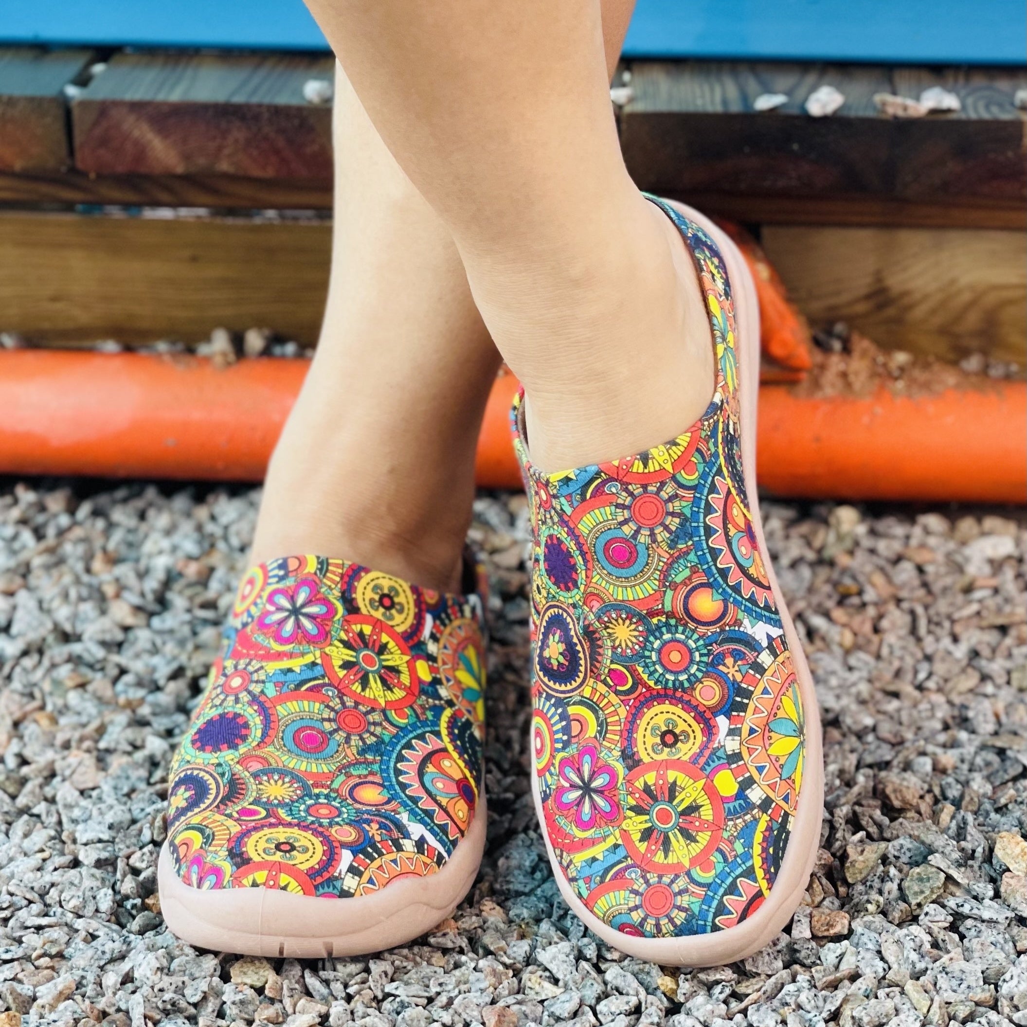 Women's Retro Flower Canvas Slip On Shoes Lightweight Low Top Sneakers