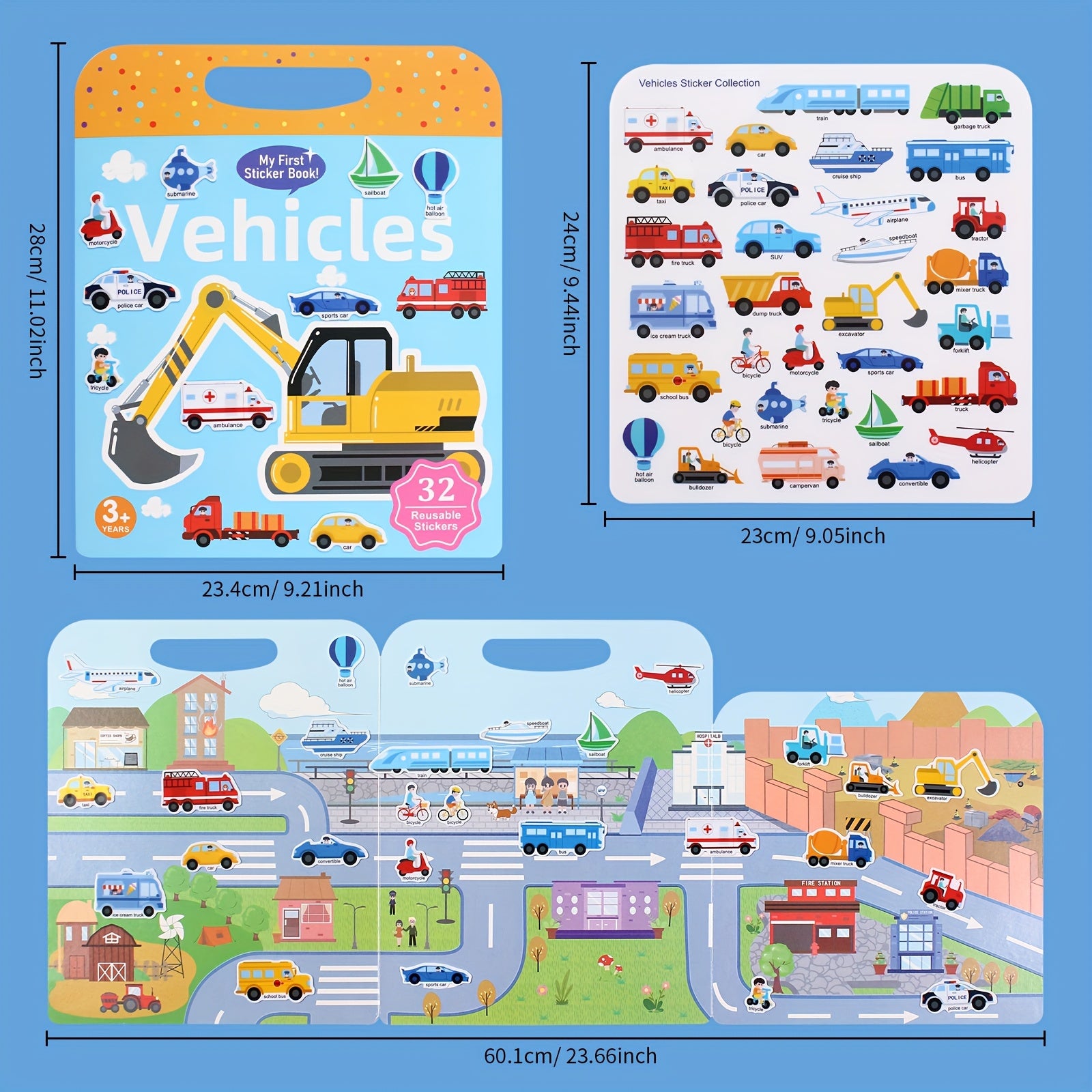Kids' Reusable Sticker Book, Washable - Fun Learning Activity