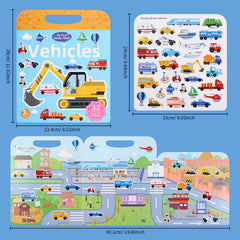 Kids' Reusable Sticker Book, Washable - Fun Learning Activity