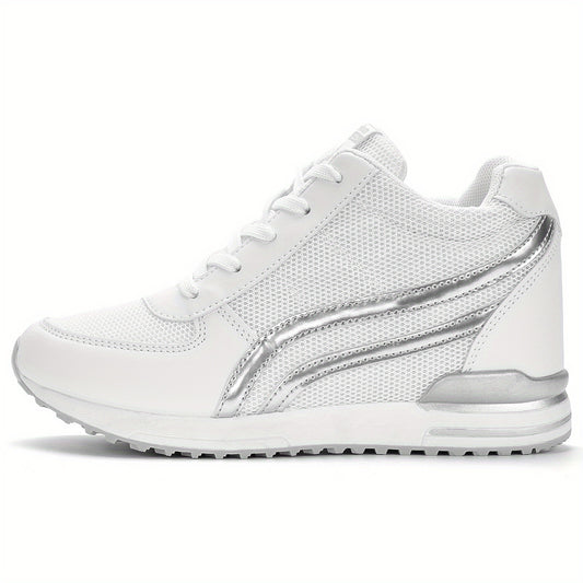 Women's Mesh Sneakers Lace Up Platform Shoes Comfortable Wedge Heels