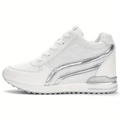 Women's Mesh Sneakers Lace Up Platform Shoes Comfortable Wedge Heels