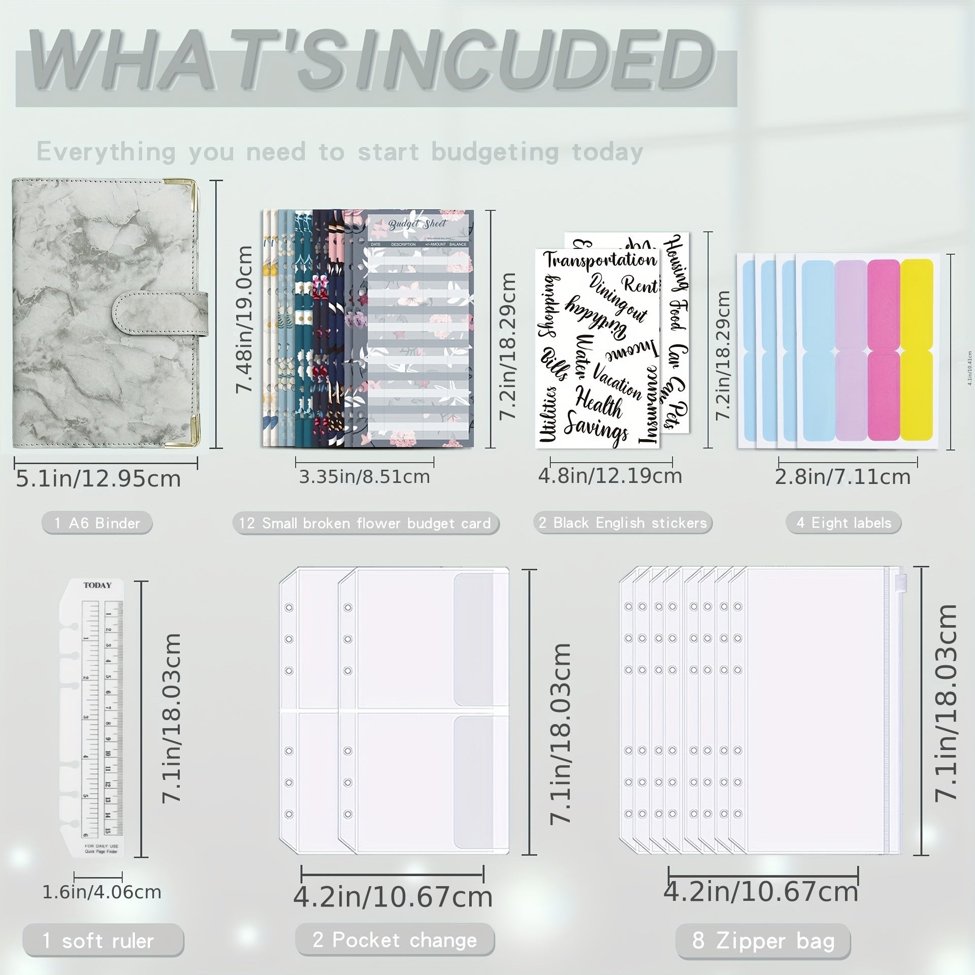 Marble Cash Envelopes Budget Binder Organizer