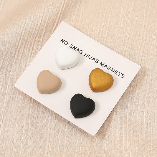 Heart Shape Magnet Buckle Set Brooch For Women & Girls